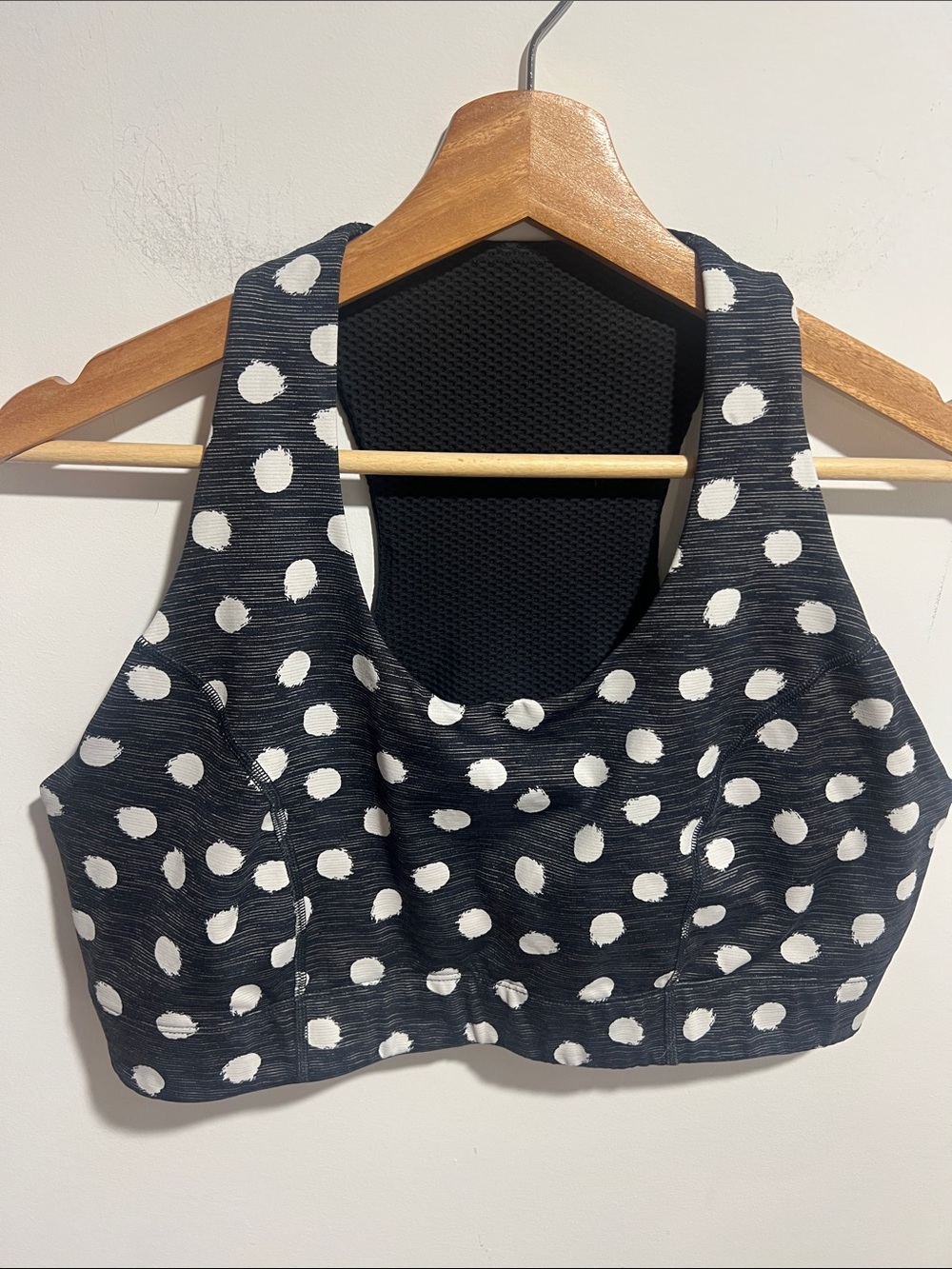 Outdoor Voices Polka Dot Racerback Sports Bra - Black & White Size XXXL